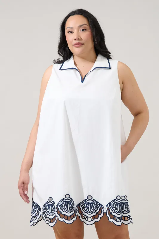 Ashley Embroidered Collared Mini Dress Curve made by Sugarlips