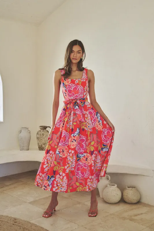 Rayen Sleeveless Midi Dress Dercy Floral made by Sugarlips