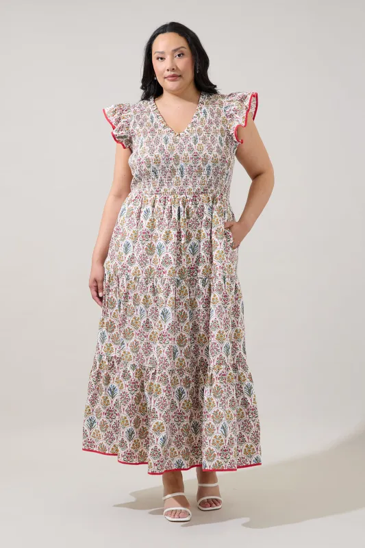 Sunfire Tiered Midi Dress Kathy Floral Curve made by Sugarlips