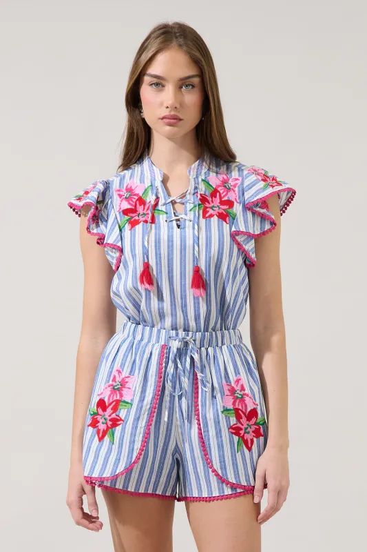 Grisa Striped Tassel Trim Top made by Sugarlips