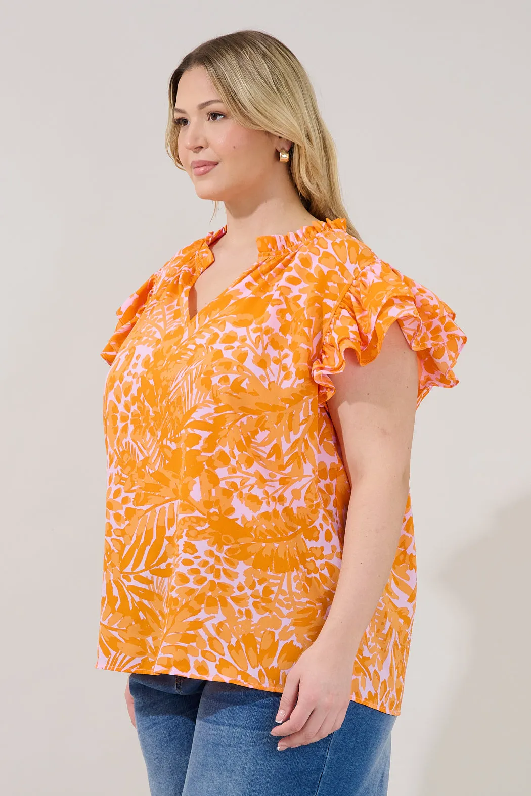 Bellissima Ruffle Sleeve Top Castra Floral Curve sold by Sugarlips product image thumbnail 3