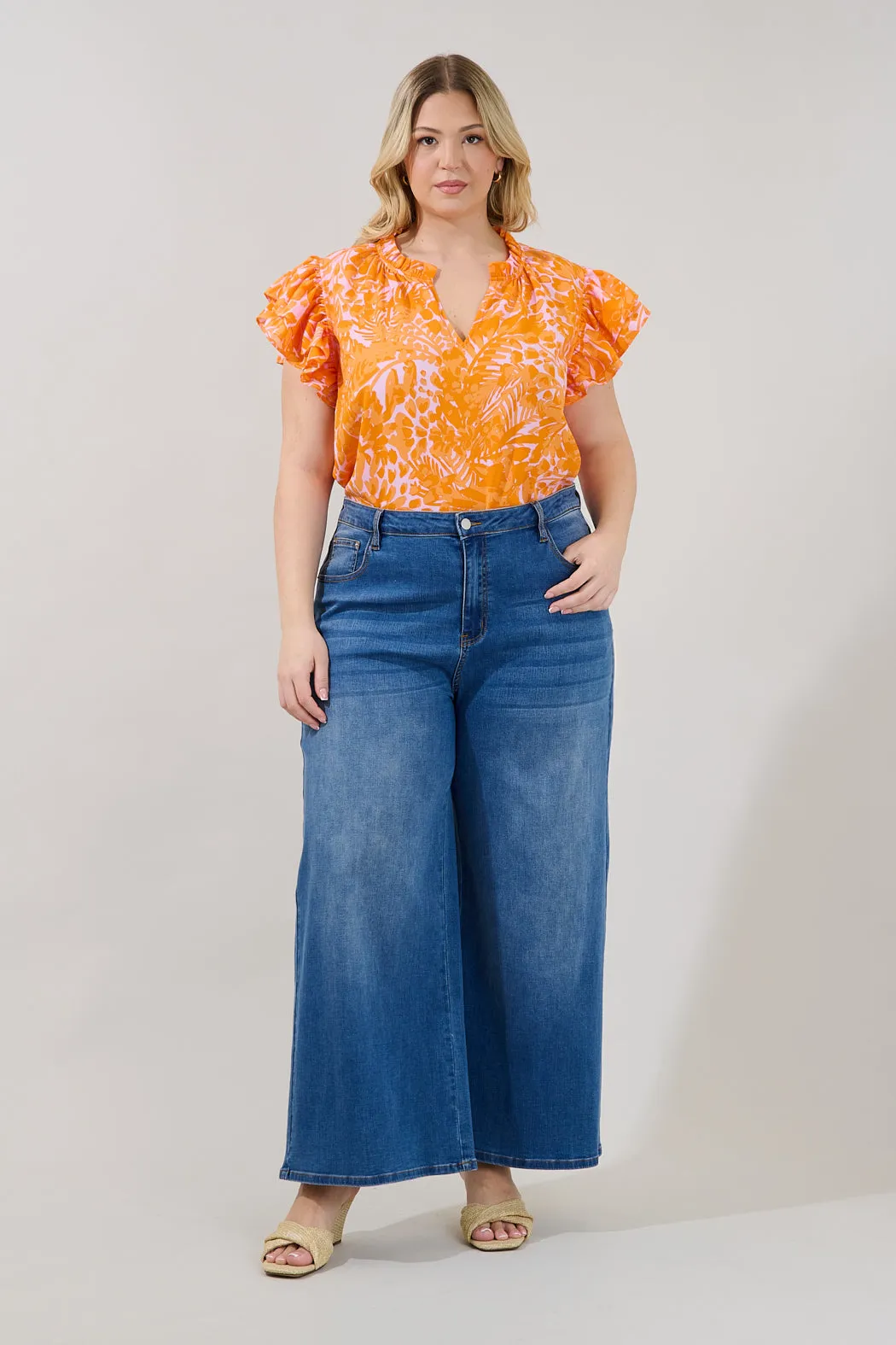 Bellissima Ruffle Sleeve Top Castra Floral Curve sold by Sugarlips product image thumbnail 4