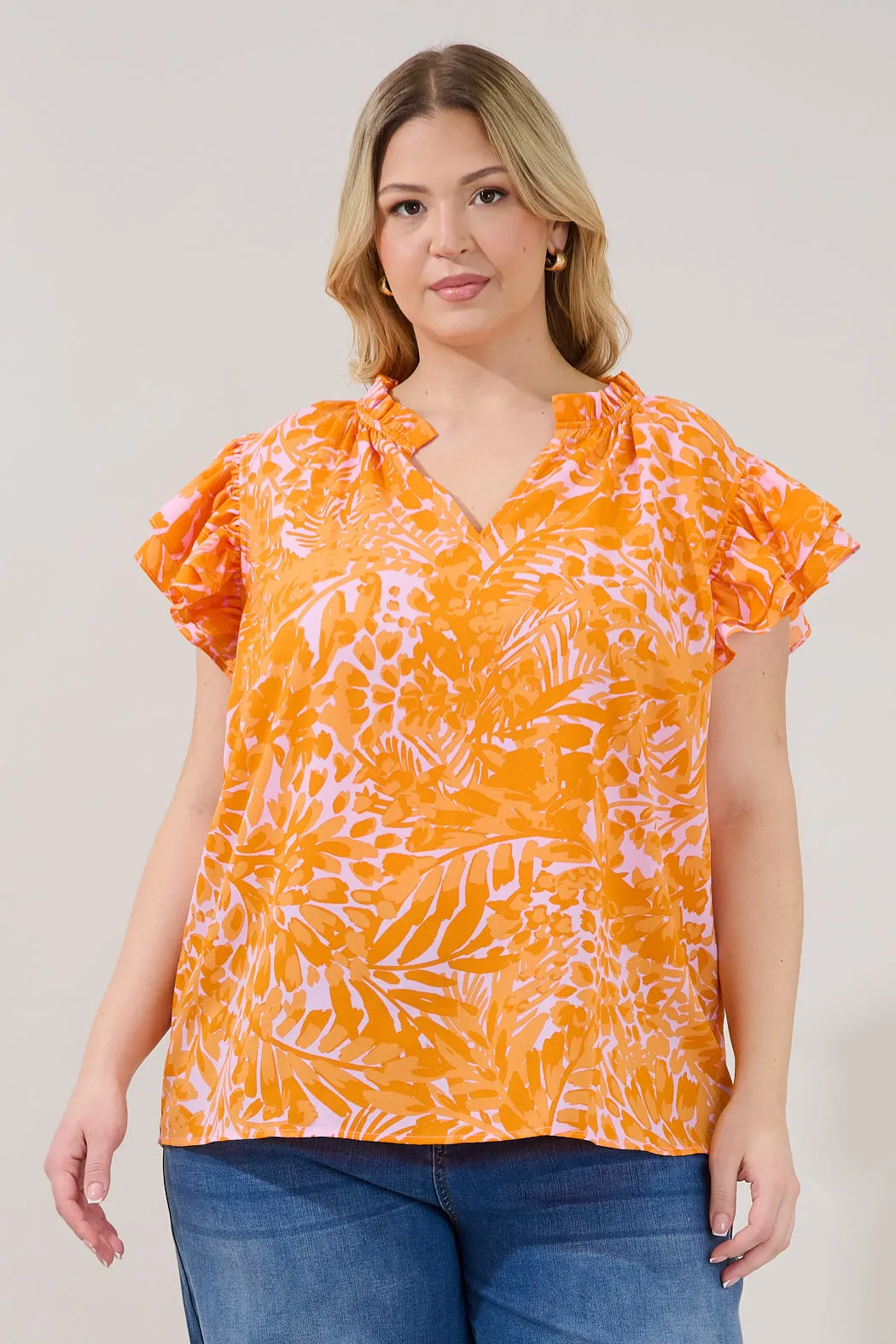 Bellissima Ruffle Sleeve Top Castra Floral Curve sold by Sugarlips product image thumbnail 5