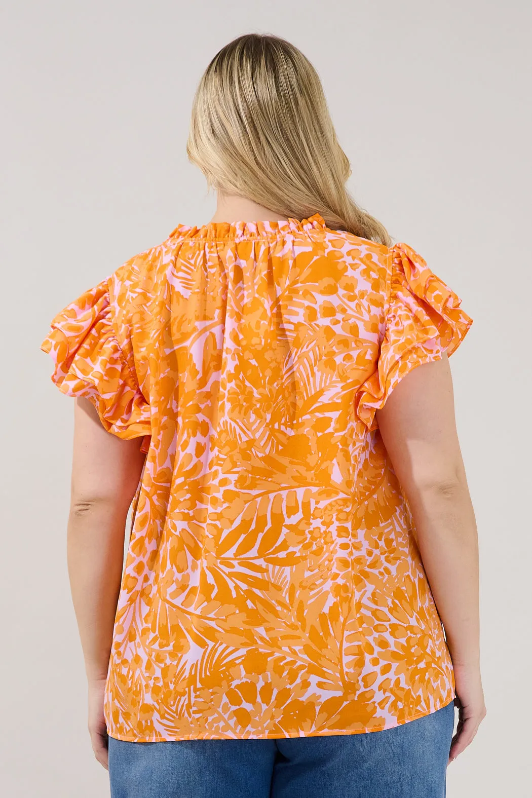 Bellissima Ruffle Sleeve Top Castra Floral Curve sold by Sugarlips product image thumbnail 2