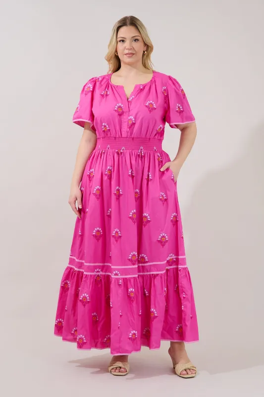 Ordy Smocked Midi Dress Scarlett Floral Curve made by Sugarlips