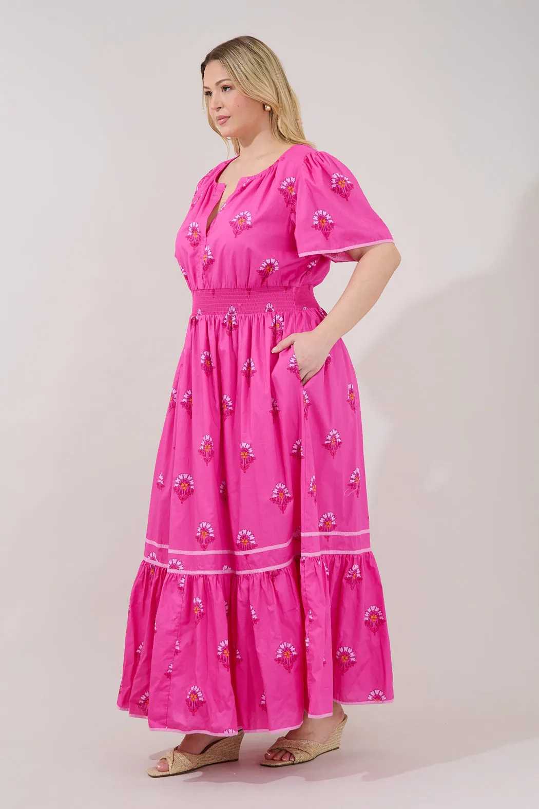 Ordy Smocked Midi Dress Scarlett Floral Curve sold by Sugarlips product image thumbnail 3