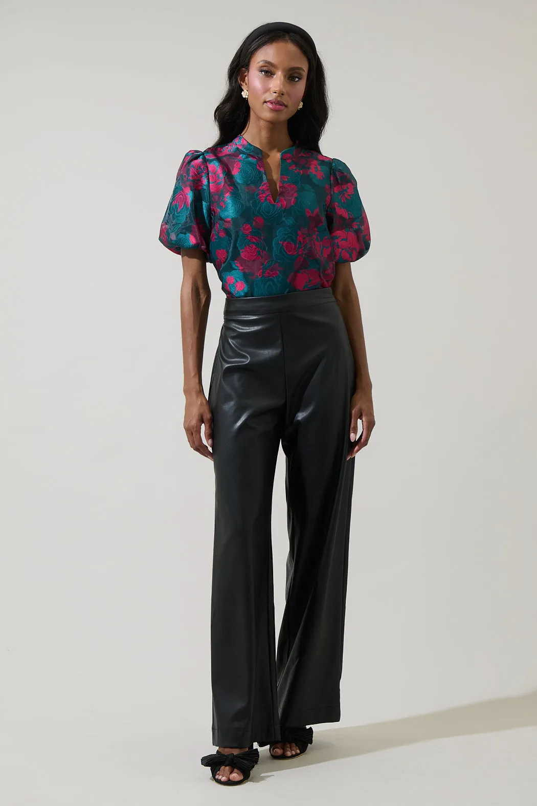 Anisa Faux Leather Bern Wide Leg Pants sold by Sugarlips product image thumbnail 4