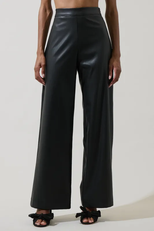 Anisa Faux Leather Bern Wide Leg Pants made by Sugarlips