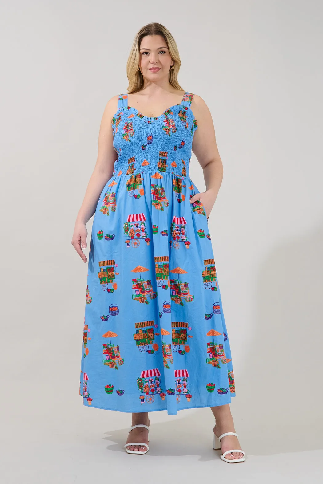 Panola Smocked Maxi Dress Flower Mart Curve sold by Sugarlips