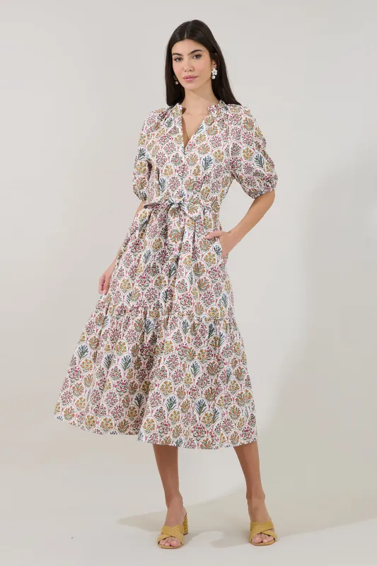 Wynette Tiered Midi Dress Kathy Floral made by Sugarlips