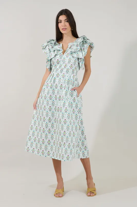 Santana Tie Back Midi Dress Floral made by Sugarlips