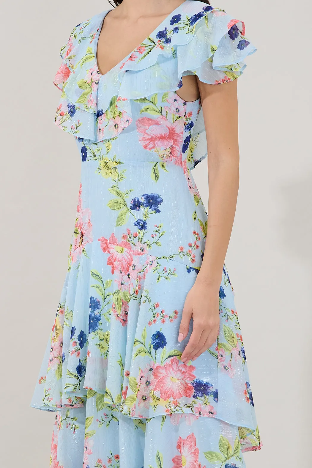 Sinclair Ruffle Tiered Midi Dress Missa Floral sold by Sugarlips product image thumbnail 4