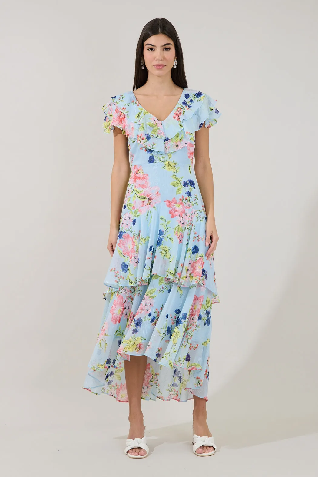 Sinclair Ruffle Tiered Midi Dress Missa Floral sold by Sugarlips