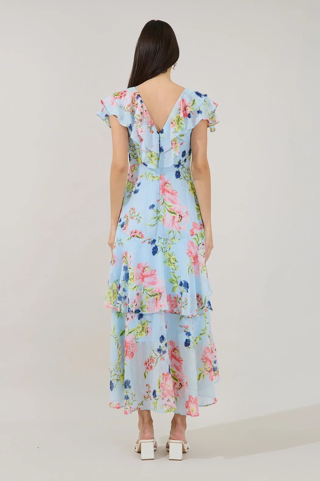 Sinclair Ruffle Tiered Midi Dress Missa Floral sold by Sugarlips product image thumbnail 2
