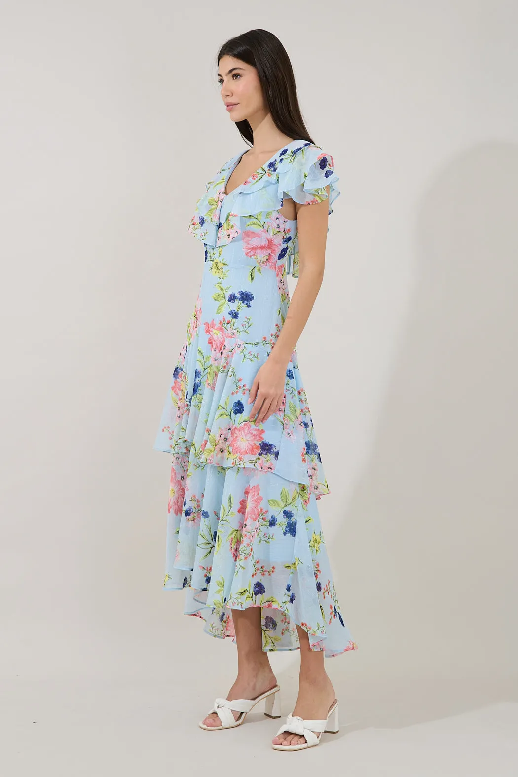 Sinclair Ruffle Tiered Midi Dress Missa Floral sold by Sugarlips product image thumbnail 3
