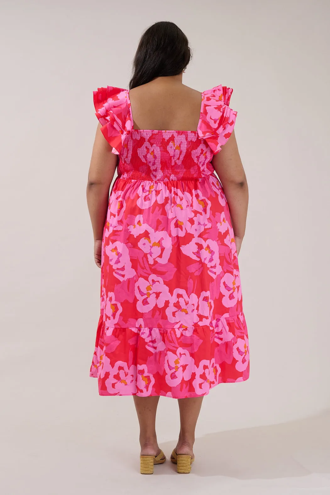 Girona Smocked Ruffle Midi Dress Floral Curve sold by Sugarlips product image thumbnail 2