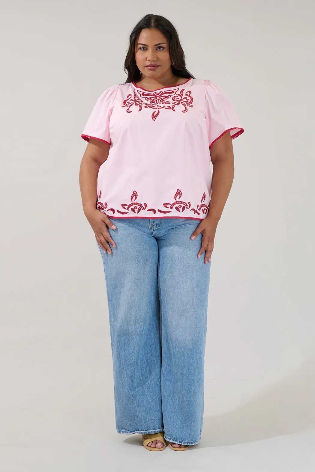 Jocie Embroidered Puff Sleeve Top Curve sold by Sugarlips product image thumbnail 4