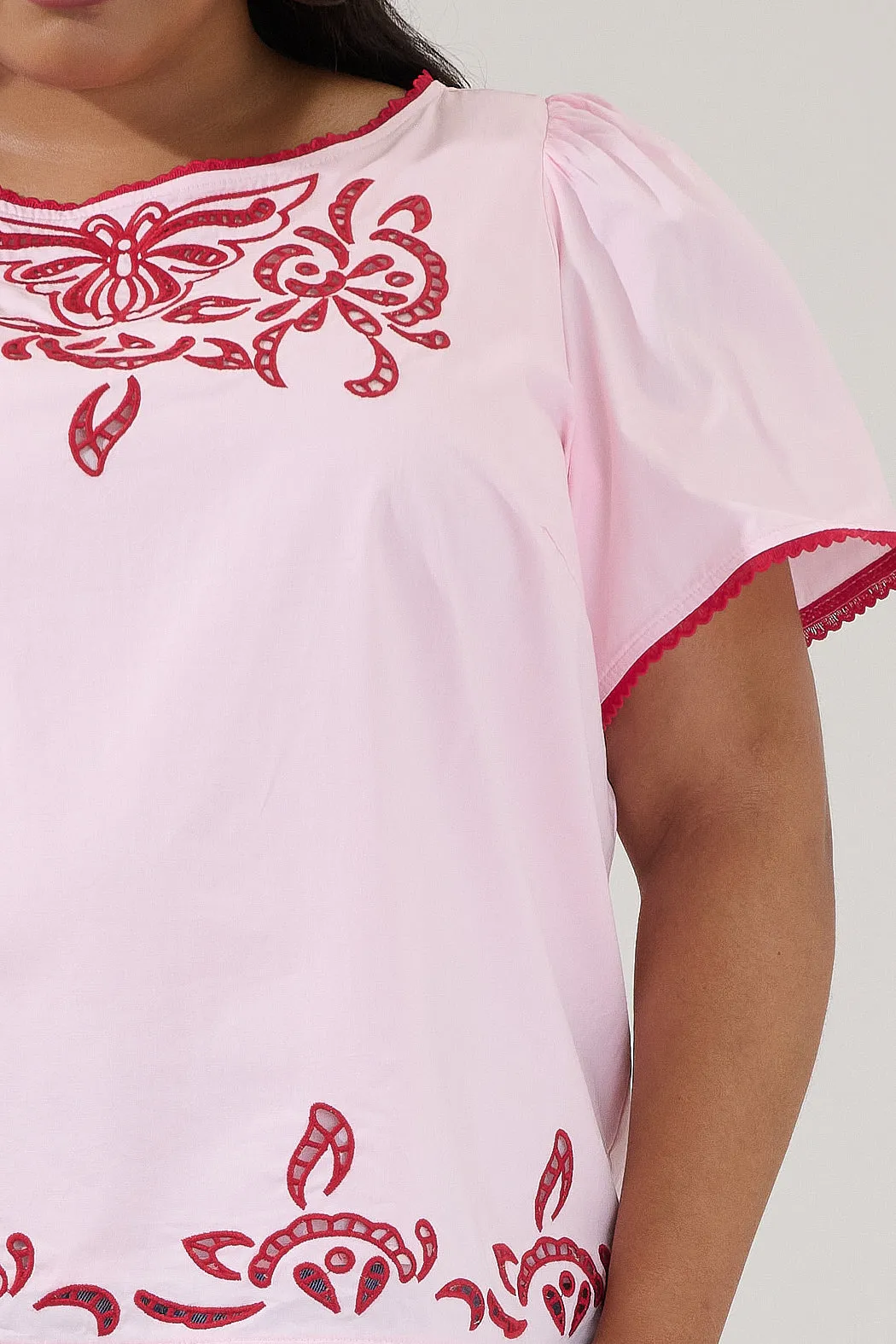 Jocie Embroidered Puff Sleeve Top Curve sold by Sugarlips product image thumbnail 5