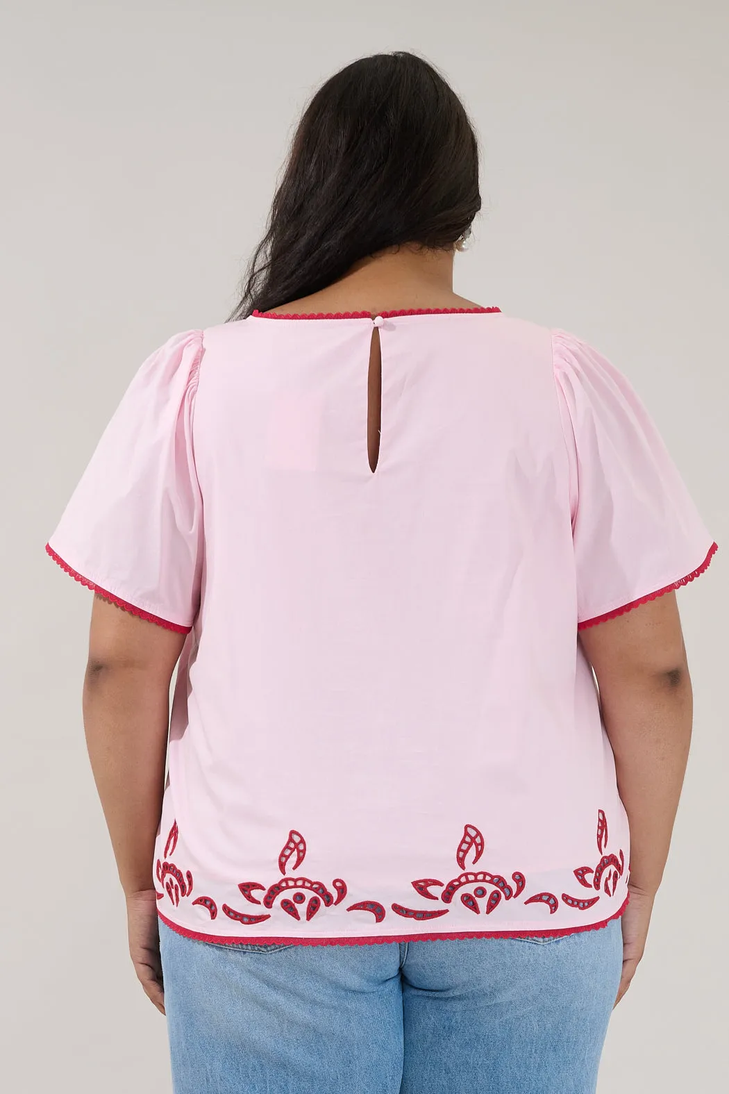 Jocie Embroidered Puff Sleeve Top Curve sold by Sugarlips product image thumbnail 2