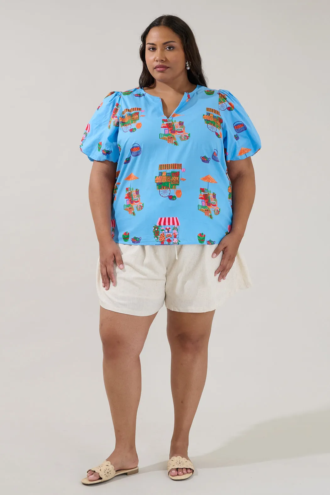 Adi Poplin Split Neck Top Flower Mart Curve sold by Sugarlips product image thumbnail 4