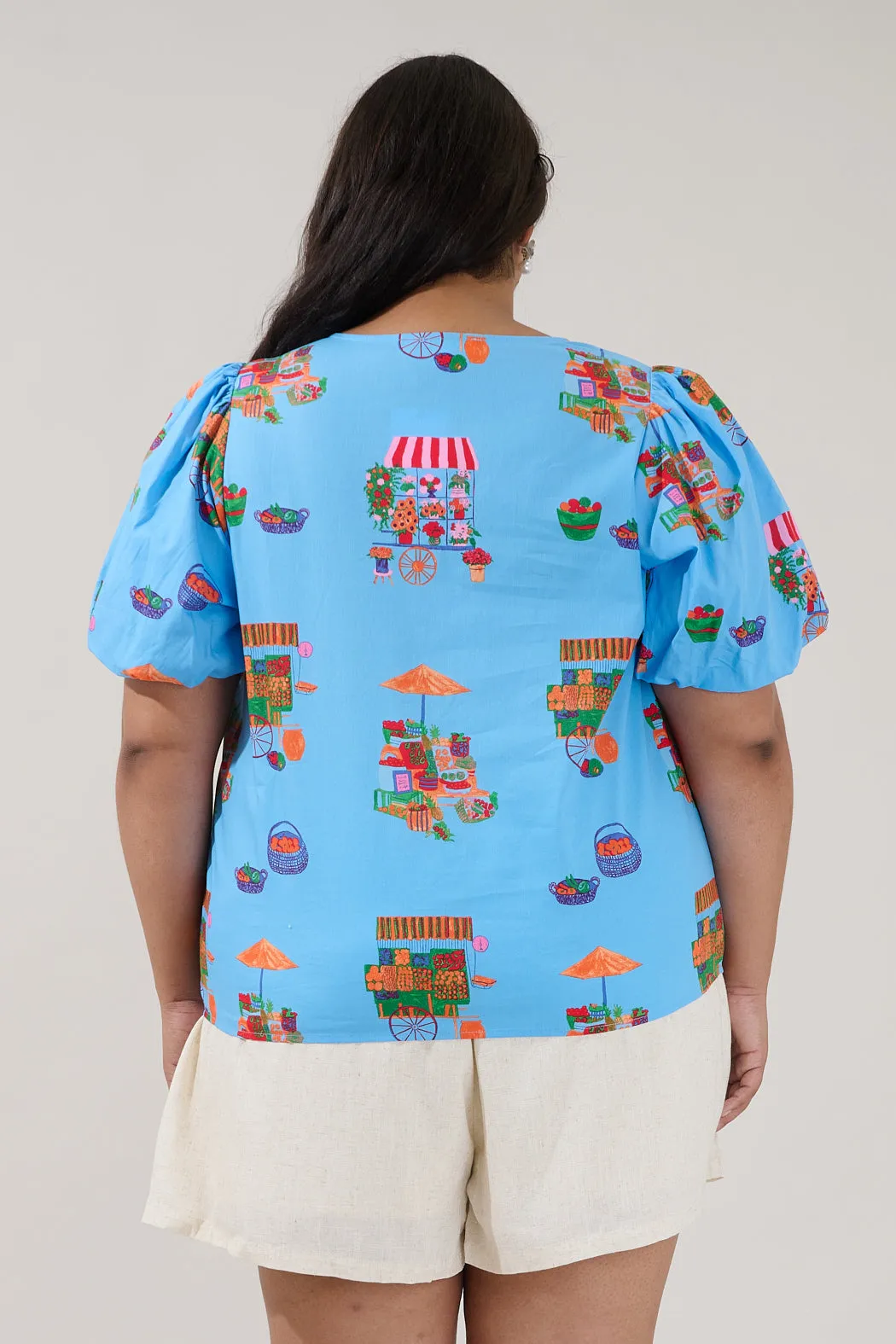 Adi Poplin Split Neck Top Flower Mart Curve sold by Sugarlips product image thumbnail 2