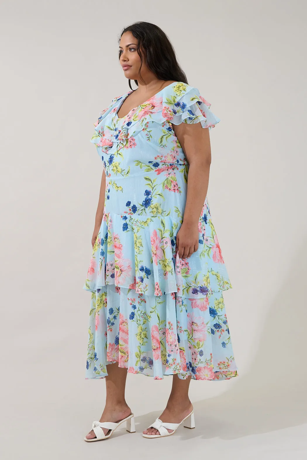 Sinclair Ruffle Tiered Midi Dress Missa Floral Curve sold by Sugarlips product image thumbnail 3