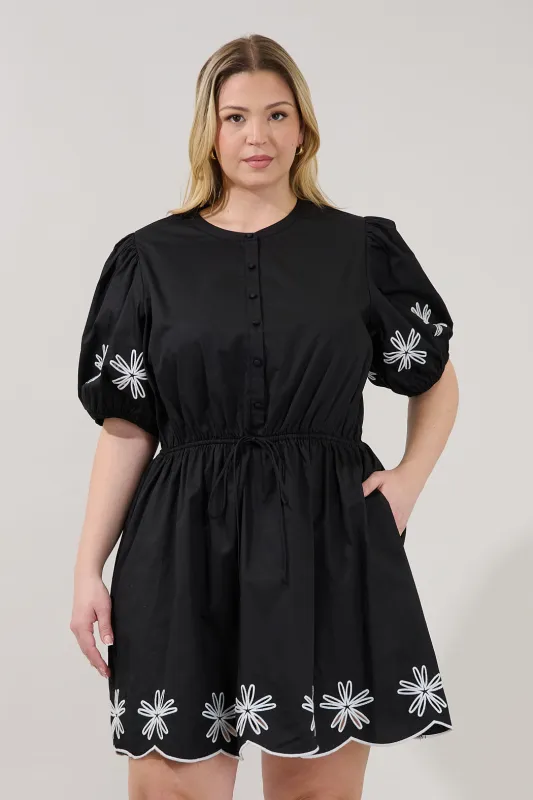 Luniar Embroidered Drawstring Mini Dress Curve made by Sugarlips