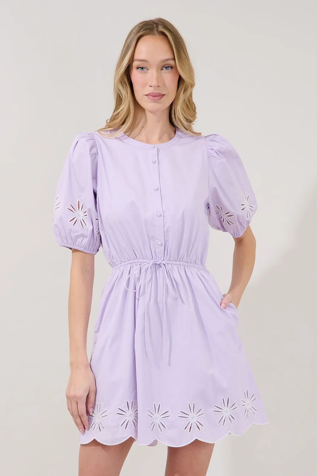 Luniar Embroidered Drawstring Mini Dress sold by Sugarlips product image thumbnail 3