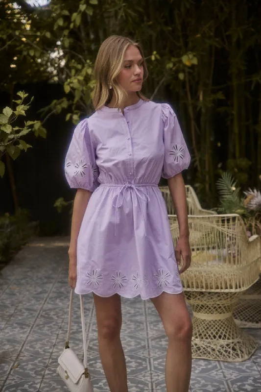 Luniar Embroidered Drawstring Mini Dress made by Sugarlips