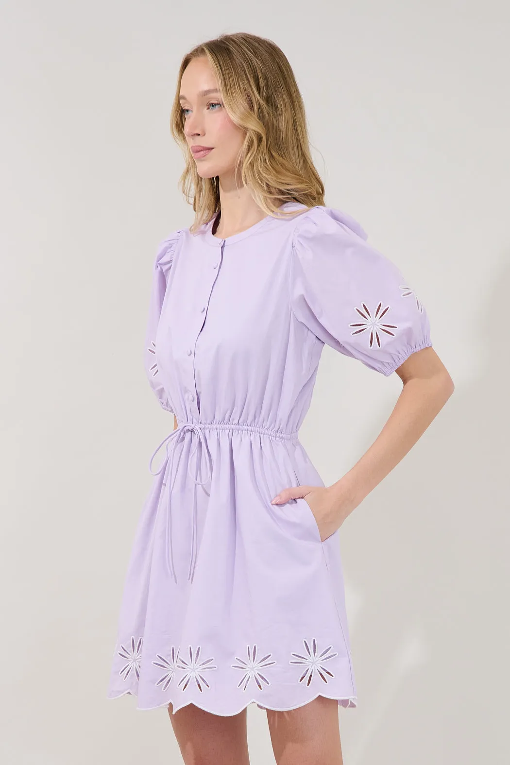 Luniar Embroidered Drawstring Mini Dress sold by Sugarlips product image thumbnail 5