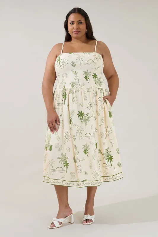 Selry Smocked Midi Dress Soleil Curve made by Sugarlips