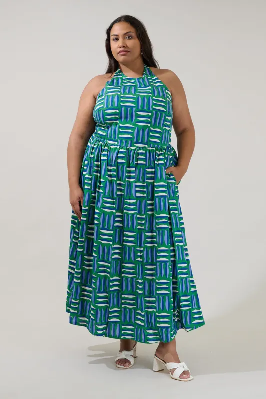 Daine Halter Neck Maxi Dress Marlin Curve made by Sugarlips
