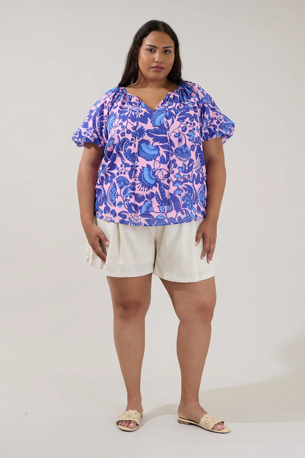 Overseas Balloon Sleeve Top Floral Curve sold by Sugarlips product image thumbnail 4