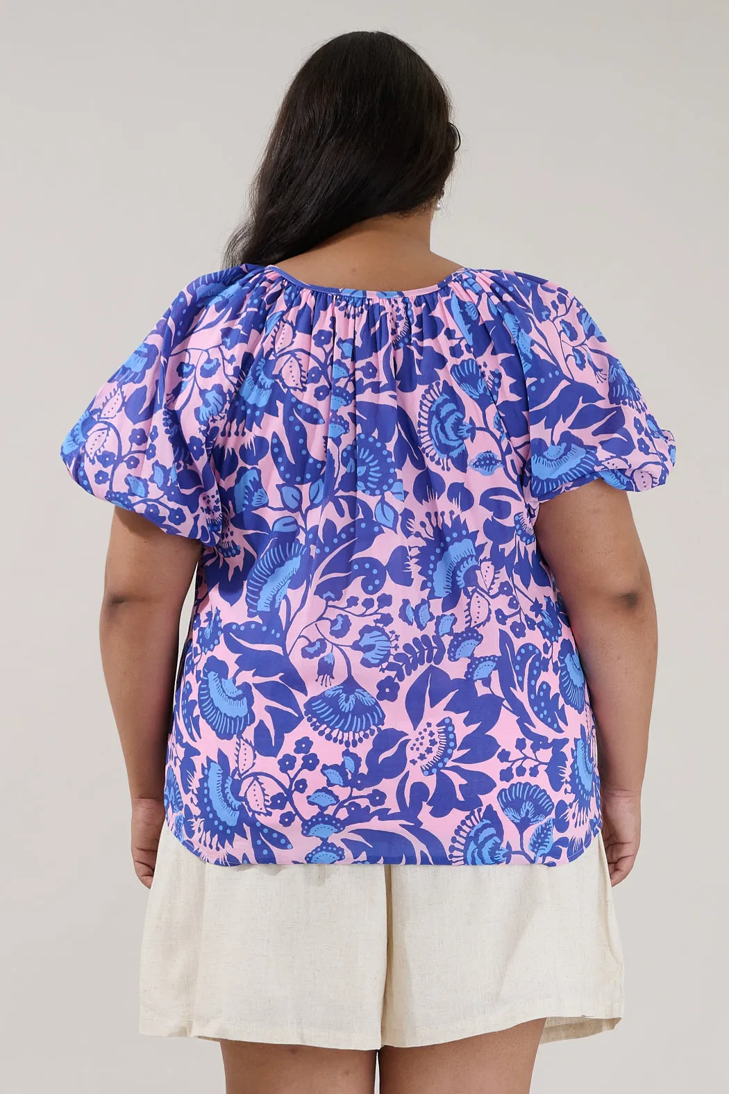 Overseas Balloon Sleeve Top Floral Curve sold by Sugarlips product image thumbnail 2