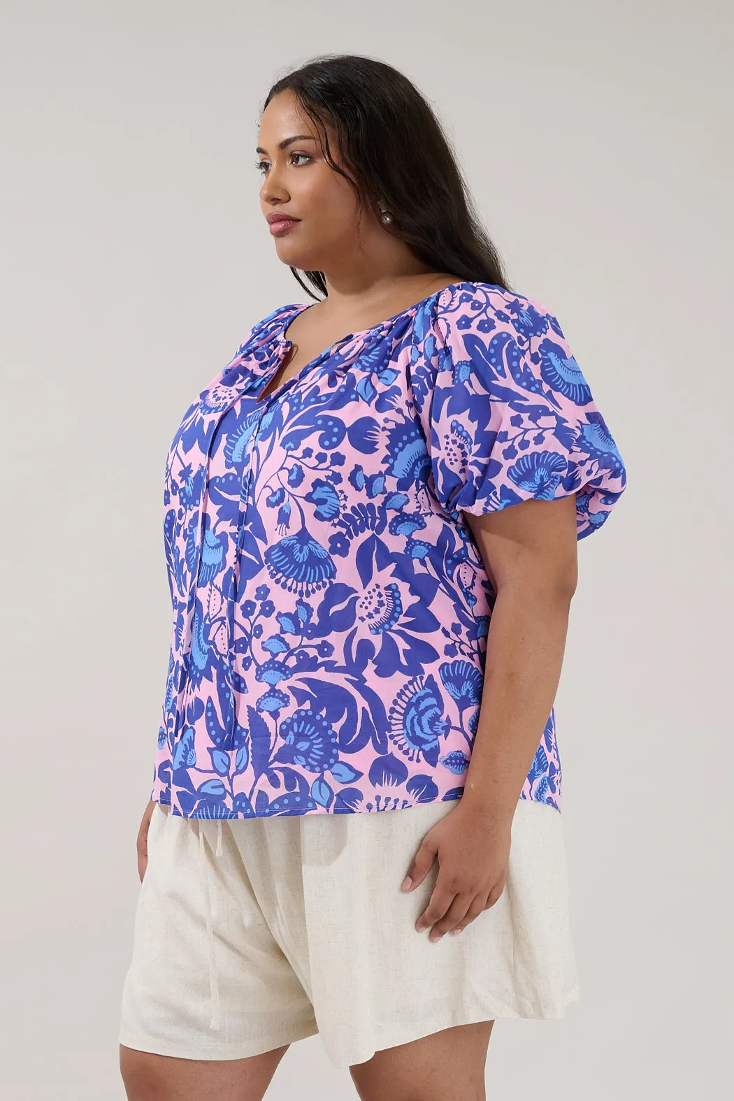 Overseas Balloon Sleeve Top Floral Curve sold by Sugarlips product image thumbnail 3