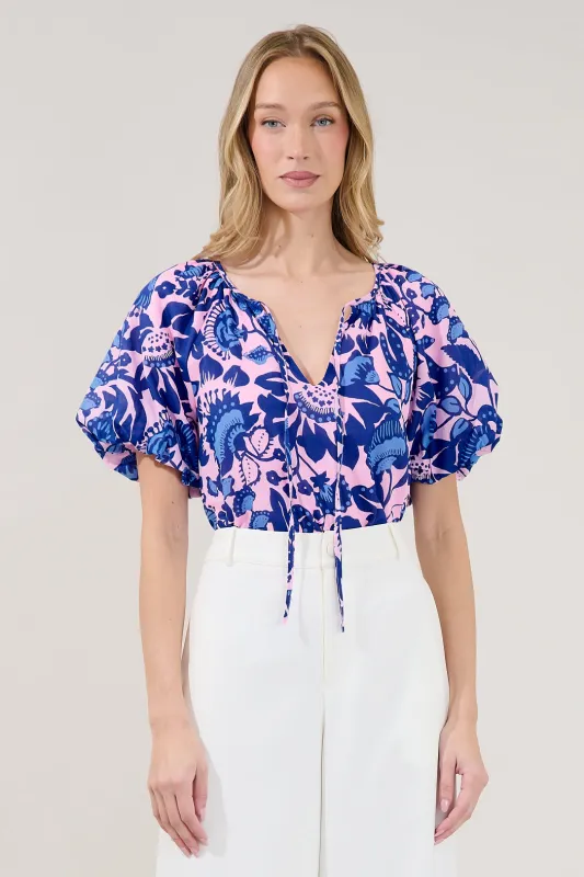 Overseas Balloon Sleeve Top Floral made by Sugarlips