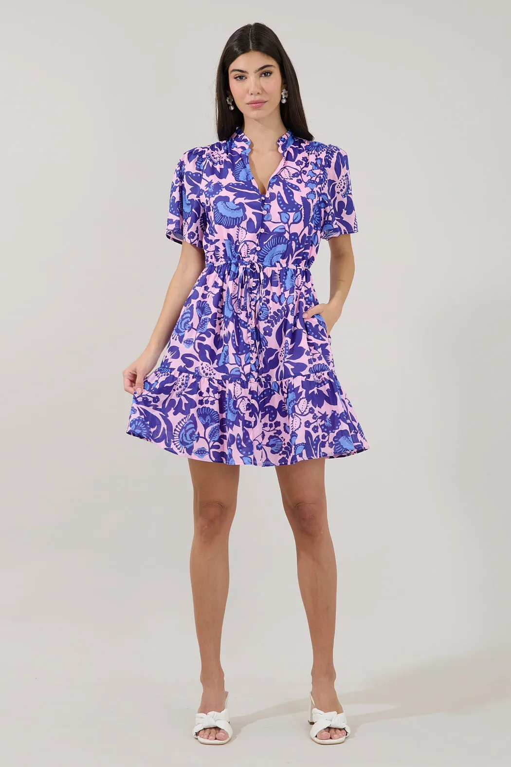Amo Button Up Mini Dress Floral sold by Sugarlips product image thumbnail 5