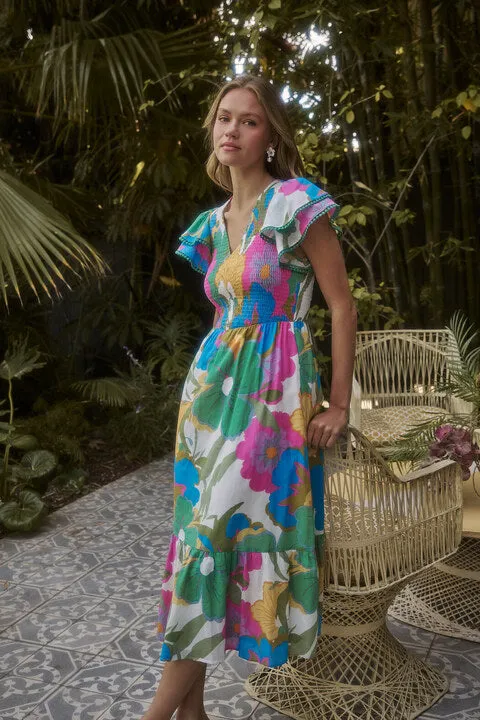 Patte Tiered Midi Dress Floral sold by Sugarlips