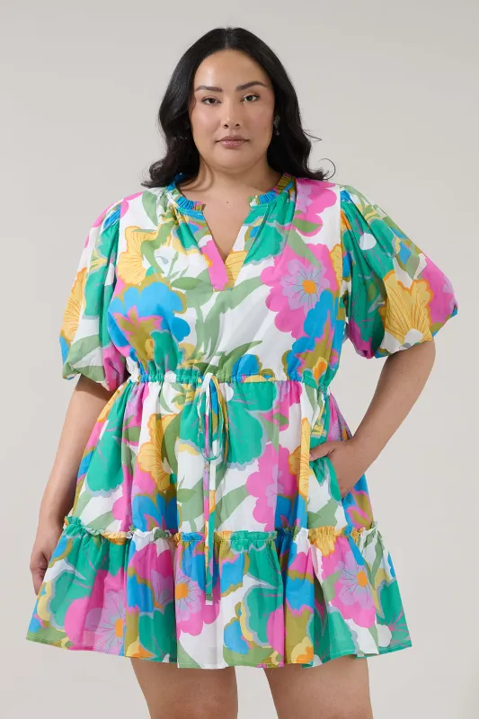 Noella Shift Mini Dress Floral Curve made by Sugarlips