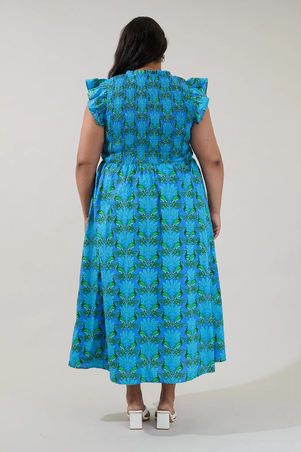 Sherly Smocked Midi Dress Peacock Curve sold by Sugarlips product image thumbnail 2