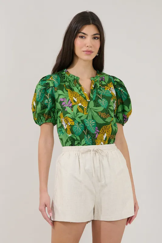 Berisa Split Neck Top Tropical made by Sugarlips