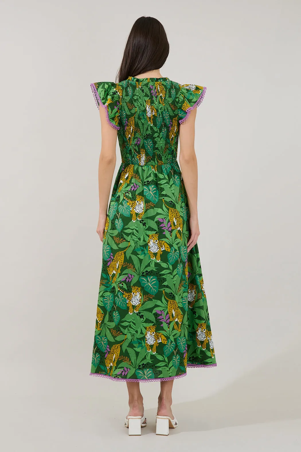 Merlin Smocked Midi Dress Tropical sold by Sugarlips product image thumbnail 2