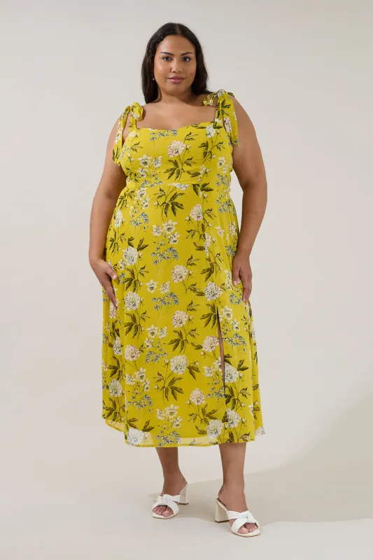 Viejo Tie Strap Midi Dress Verisa Floral Curve made by Sugarlips