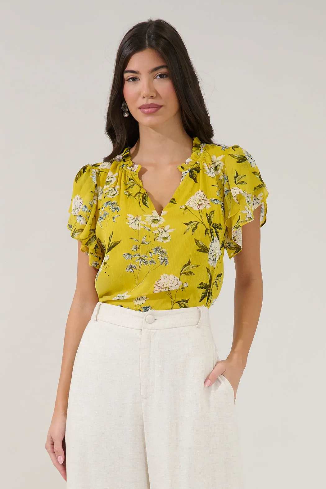 Montie Ruffle Blouse Verisa Floral sold by Sugarlips