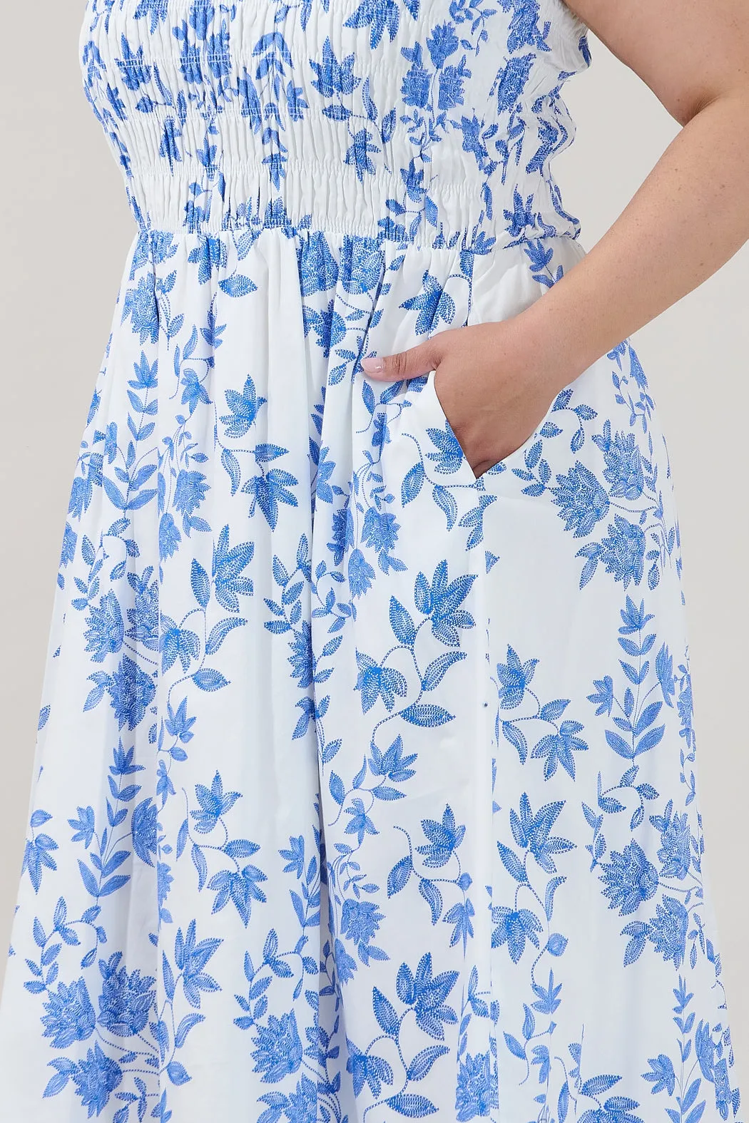 Heidi Smocked Midi Dress Bluebell Floral Curve sold by Sugarlips product image thumbnail 4