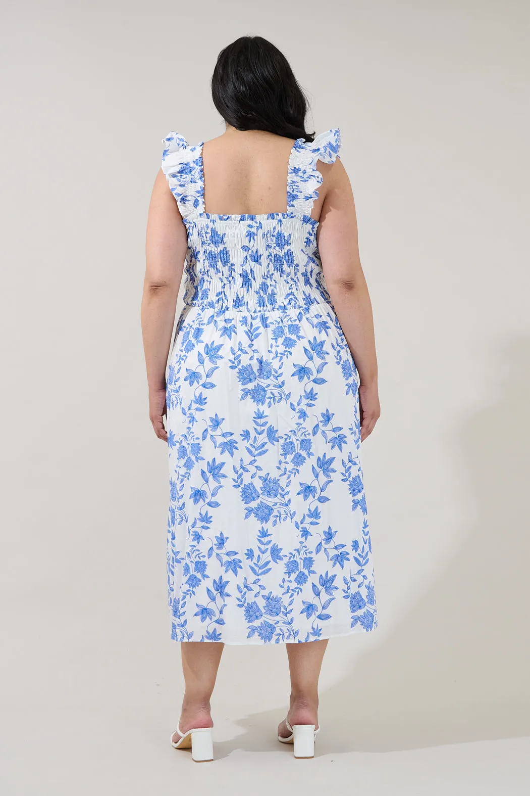 Heidi Smocked Midi Dress Bluebell Floral Curve sold by Sugarlips product image thumbnail 2