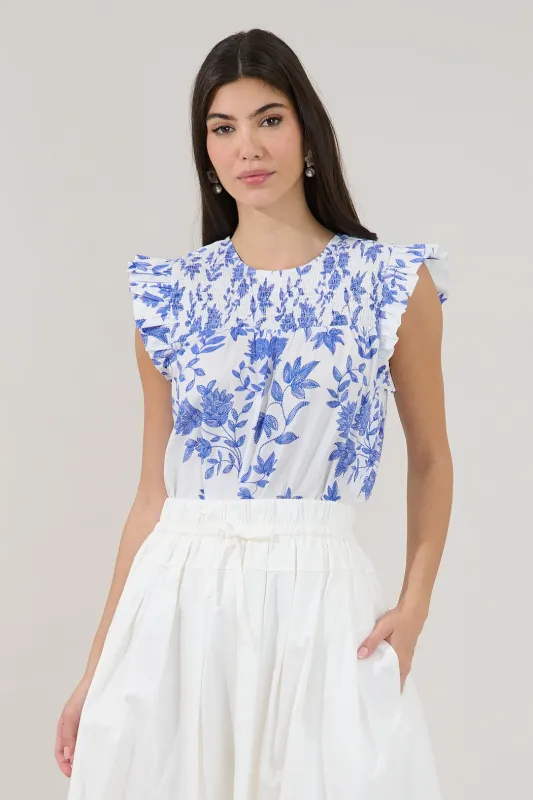 Tisha Ruffle Top Bluebell Floral made by Sugarlips
