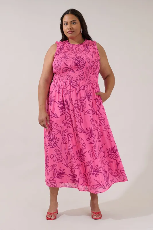 Cecil Smocked Sleeveless Midi Dress Dillie Floral Curve made by Sugarlips