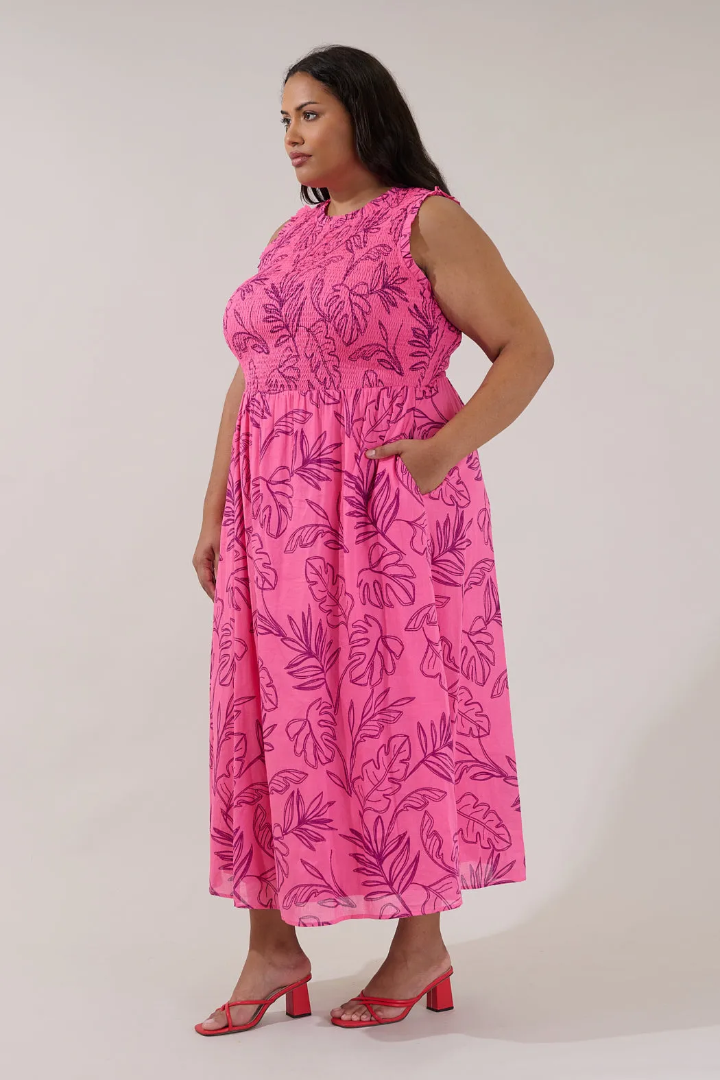 Cecil Smocked Sleeveless Midi Dress Dillie Floral Curve sold by Sugarlips product image thumbnail 3