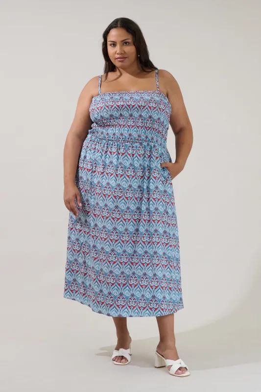 Abrelia Smocked Midi Dress Floral Curve made by Sugarlips